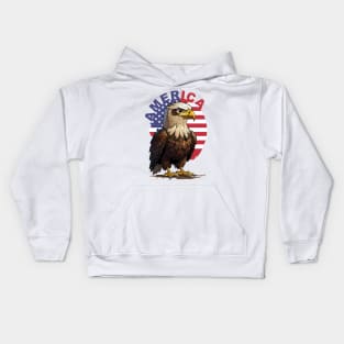 America Eagle USA Flag 4th of July Kids Hoodie